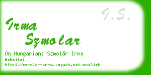 irma szmolar business card
